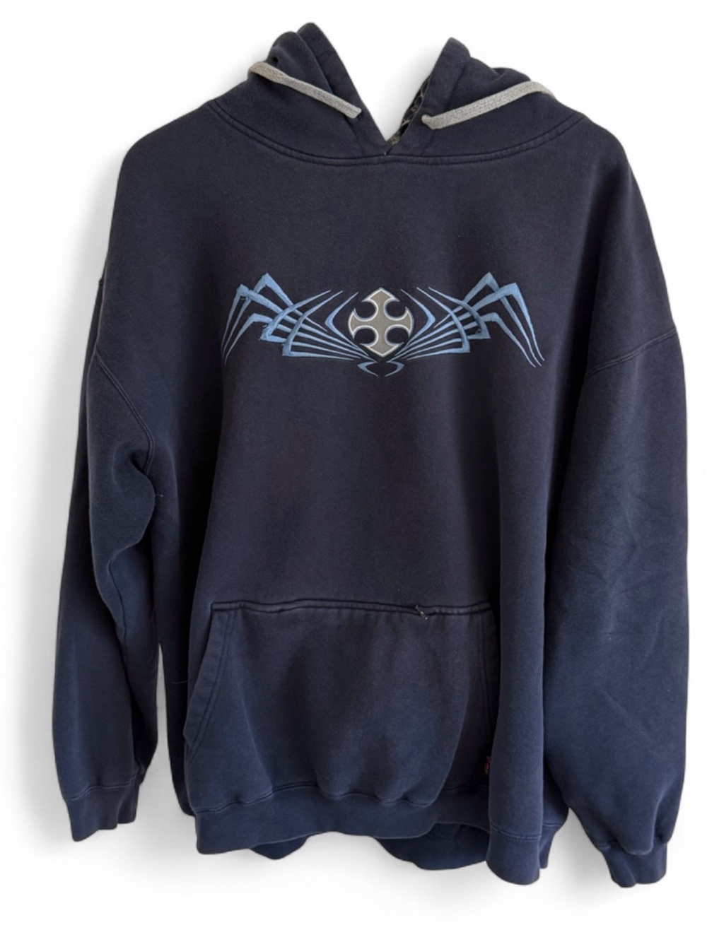 Vintage Y2K Top Heavy clothing Navy Blue Hoodie Size XL front Pocket